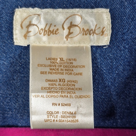 Bobbie Brooks Denim‎ Button Up Shirt Woman XL Cat Applique Embellished Collar - Picture 3 of 10
